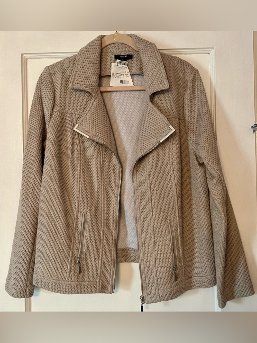 Alfani Taupe Textured Moto Jacket
 NWT Lightweight - Picture 3 of 11